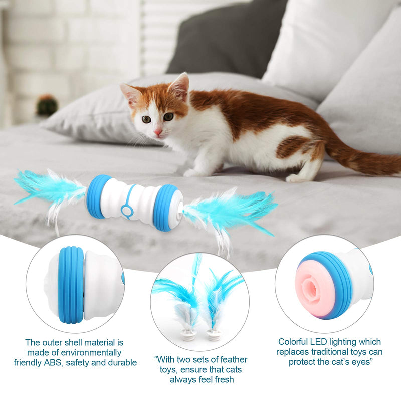 Interactive Cat Toy, Automatic Feather Cat Toys for Indoor Two-Speed Irregular Moving LED Light Toys for Kitten Cats USB Rechargeable Self Rotating Smart Toys All Floors Carpet Available - PawsPlanet Australia