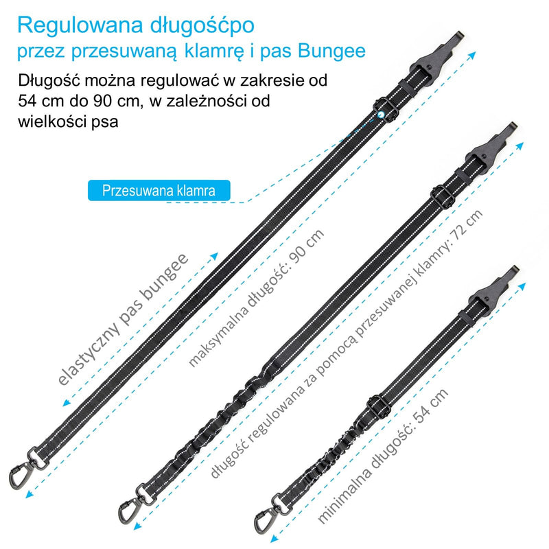 EASERIA dog belt for the car, premium dog seat belt, elastic dog seat belt with cushioning, adjustable length 54-72-90cm, for small and medium dogs and all car types, black - PawsPlanet Australia
