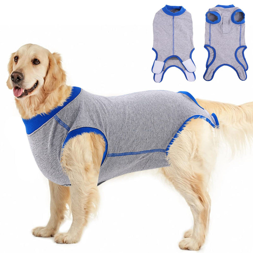 PUMYPOREITY Dog Bodysuit After Surgery, Leak Protection Dog Surgery Body Castration Female Male Medical Pet Shirt Dog One-Piece Wound Protection Suits for Dogs (Grey, L) Grey - PawsPlanet Australia