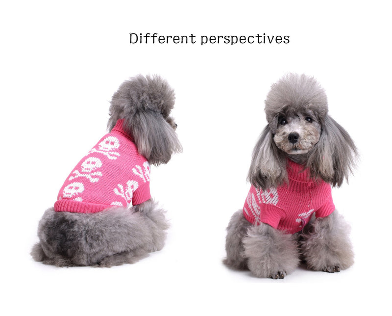 [Australia] - S-Lifeeling Skull Dog Sweater Holiday Halloween Christmas Pet Clothes Soft Comfortable Dog Clothes - Pink Dog - Back Length 12" 