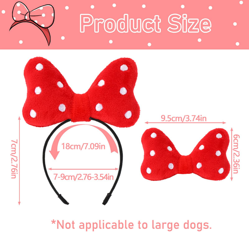 Whaline 4 Pack Valentines Day Pet Headbands and Bow tie Collar Set Cute Red Pink Polka Dot Pet Costume Accessory for Cat Puppy Rabbit Birthday New Year Valentine Party Wedding Costume Photo Prop - PawsPlanet Australia