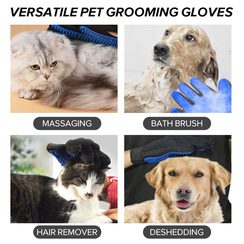 [Australia] - VIZPET Pet Grooming Glove - Dog Brush Deshedding Glove Pet Hair Remover Pet Mitt Massage Tool for Dogs,Cats,Small Animals Blue 