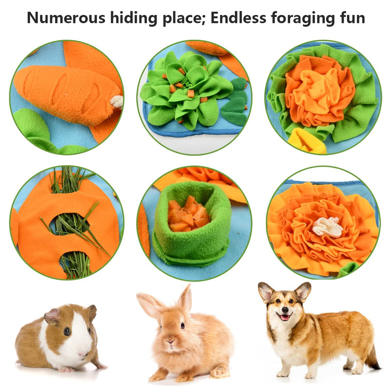 Vehomy 24"x20" Rabbit Foraging Mat with Fixing Handle Pet Bunny Guinea Pigs Polar Fleece Snuffle Pad Small Animal Interactive Feeding Mat Bed for Rabbits Hamsters Dogs Chinchillas Ferrets - PawsPlanet Australia