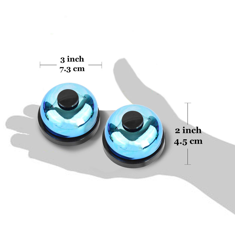 Meric Potty Training Bells for Small Dogs, Shiny Metallic Blue, 2.9" x 1.8" Round Ringing Devices, Enables Quick & Easy Communication, Perfect Size for Havanese, Miniature Schnauzer & Chihuahua, 2-pcs - PawsPlanet Australia