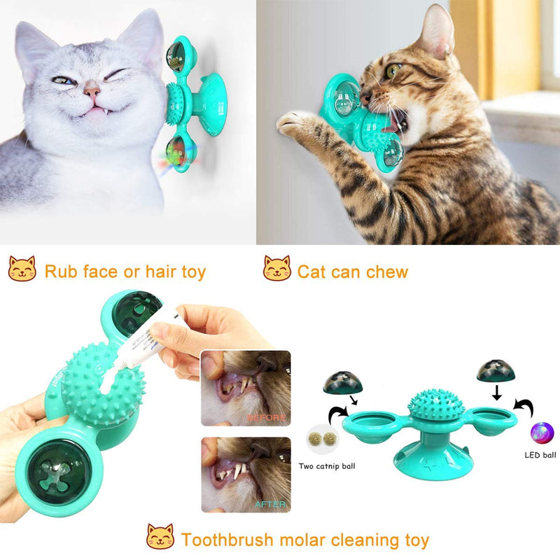 LEJGEQR Cat Toys for Indoor Cats,Interactive Cat Toy with Suction Cup Windmill Kitten Toys Cat Toothbrush Toy Kitty Toys with Hair Brush Turntable Massage Scratching Tickle for Cats Kitten Kitty - PawsPlanet Australia