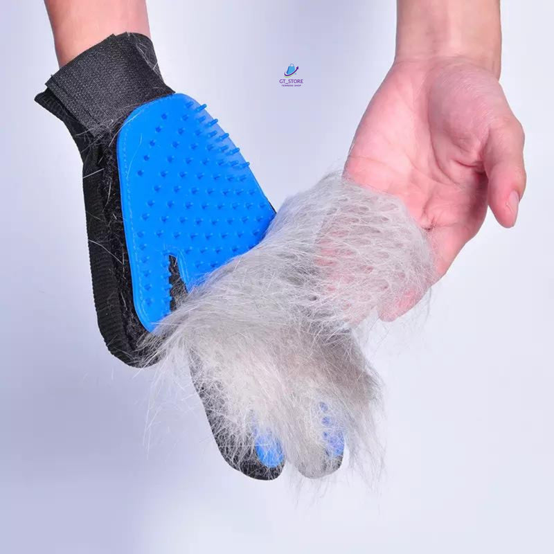 GT_STORE | Cat Glove, Dog Glove, Pet Hair Removal Brush, Pet Hair Removal Glove, Very Soft Massage with Free E-Book - (Blue Left) Blue Left - PawsPlanet Australia