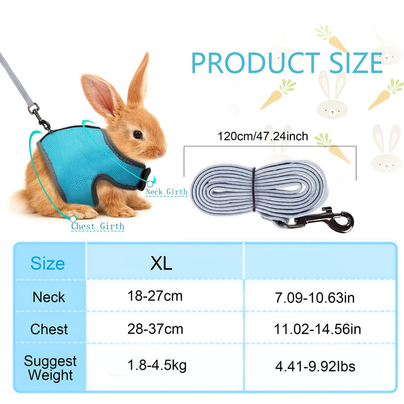 Rabbit Harness Adjustable with Leash Soft Rabbit Harness for Small Animals Hamsters Guinea Pigs Cats Belly: 28-37cm Neck: 18-27 cm - PawsPlanet Australia