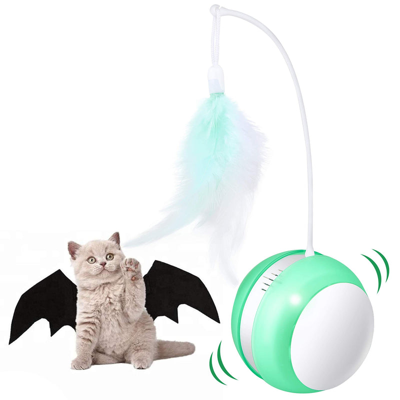 [Australia] - Automatic Cat Toy Interactive Kitten Toys Tumbler Cat Rod USB Rechargeable Robotic 360 Degree Smart Rotating Pet Wicked Ball Toy 2 Modes with Blinking Light and Bird Sound 