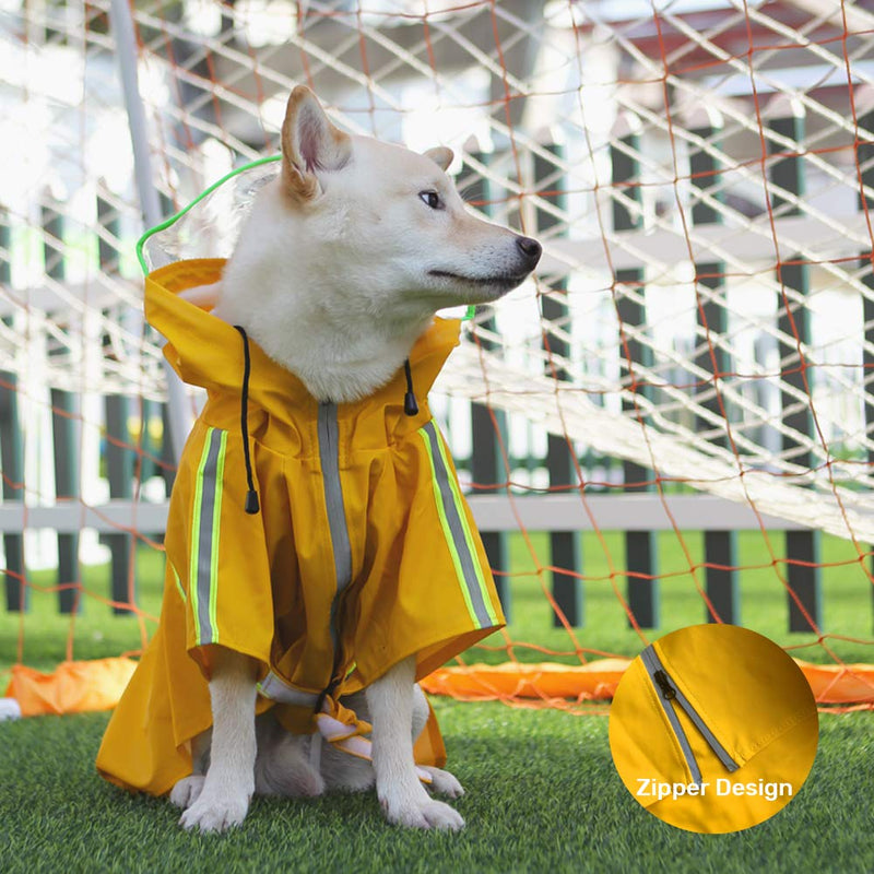 piccpet Pet Dog Raincoat | Dog Poncho Jacket with Reflective Strip | Adjustable Pet Waterproof Clothes | Lightweight Rain Jacket with Hoodies for Medium Large Dogs | Perfect Dog Rain Gear Option XL Yellow - PawsPlanet Australia