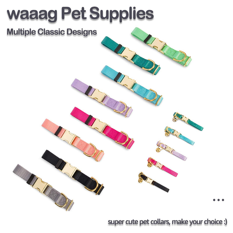 waaag Pet Collar, 30 Colors Classic Solid Color Dog Collar Cat Collar, Nylon Webbing Golden Buckle Dog Collar Cat Collar (Teal, XS) Teal - PawsPlanet Australia