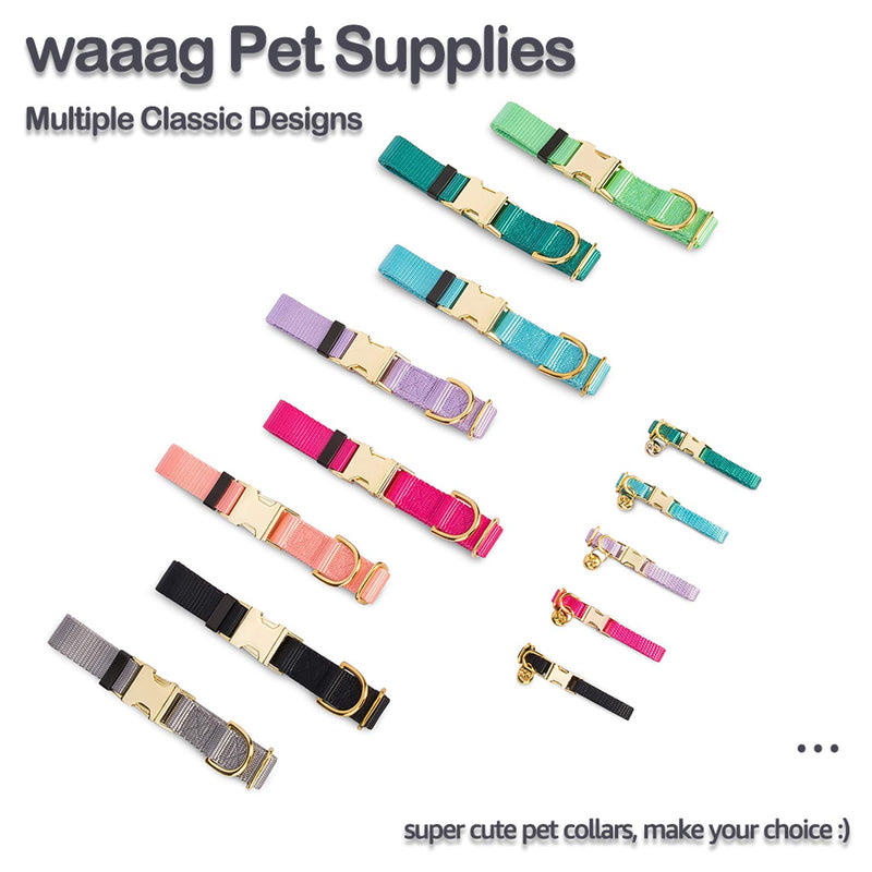 waaag Pet Collar, 30 Colors Classic Solid Color Dog Collar Cat Collar, Nylon Webbing Golden Buckle Dog Collar Cat Collar (Lavender, XXS) Lavender - PawsPlanet Australia