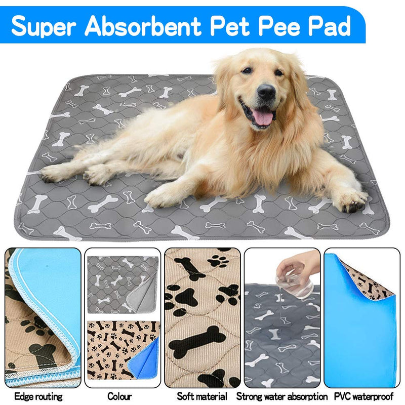 SaponinTree Large Puppy Training Pads, 2 Pack Washable Dog Training Mat, Reusable Leak-proof Non-slip Super Absorbency Pet incontinence pads for Cat Dog Rabbit, 70 * 80cm Brown+grey - PawsPlanet Australia