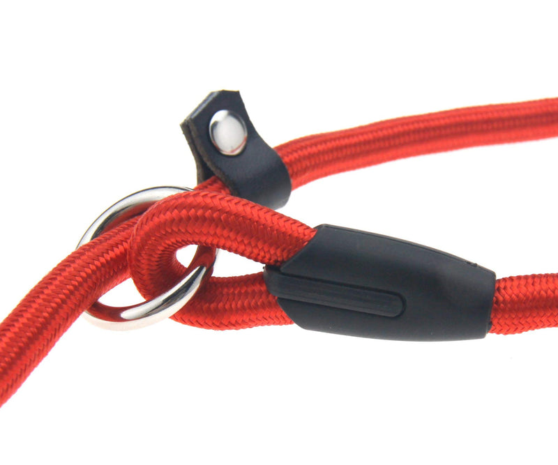 Slip Lead Dog Leash P Style Braided Nylon Rope Red 55.12 Inch/140cm Walking Training Lead Adjustable - PawsPlanet Australia