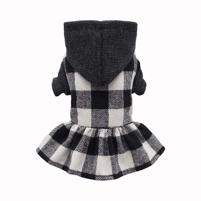 [Australia] - Fitwarm Knitted Plaid Dog Dress Hoodie Sweatshirts Pet Clothes Sweater Coats Cat Outfits Red S Black 