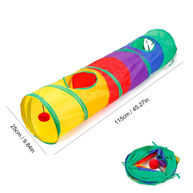 Collapsible Rainbow Cat Tunnel with Play Ball for Indoor Cats, Interactive Cat Tube Toy Foldable Pop-up Pet Tube with 2 Holes and Play Ball, Best pet tunnel for Kitten, Puppy ,Rabbit and Small Animal - PawsPlanet Australia