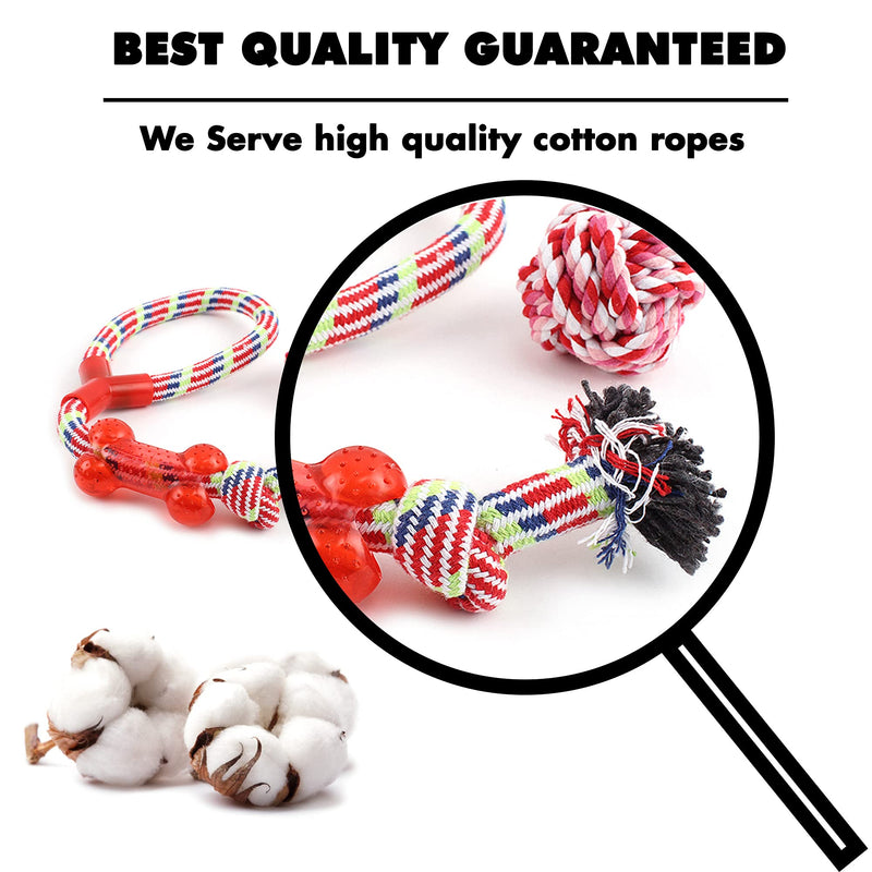 VIROSA Dog Rope Toys | Pack of 10 | Chew Toys For Puppy | Interactive Toys For Dogs | Cotton Rope Toys For Dogs | Cotton Toys For Puppy | Ideal for Small/Medium/Large Dogs - PawsPlanet Australia