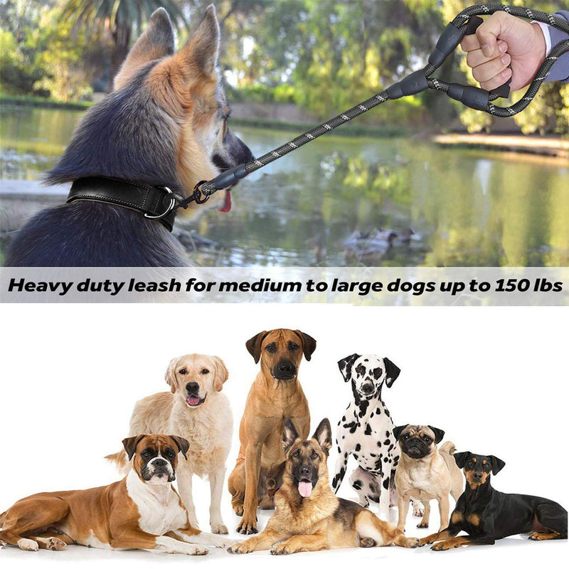 JSXD Dog Leash,5 FT Heavy Duty Double Handle Dog Leash with Comfortable Padded and Reflective,Rope Dog Leashes for Small,Medium,Large Dogs Rope Leash Rope-Black - PawsPlanet Australia