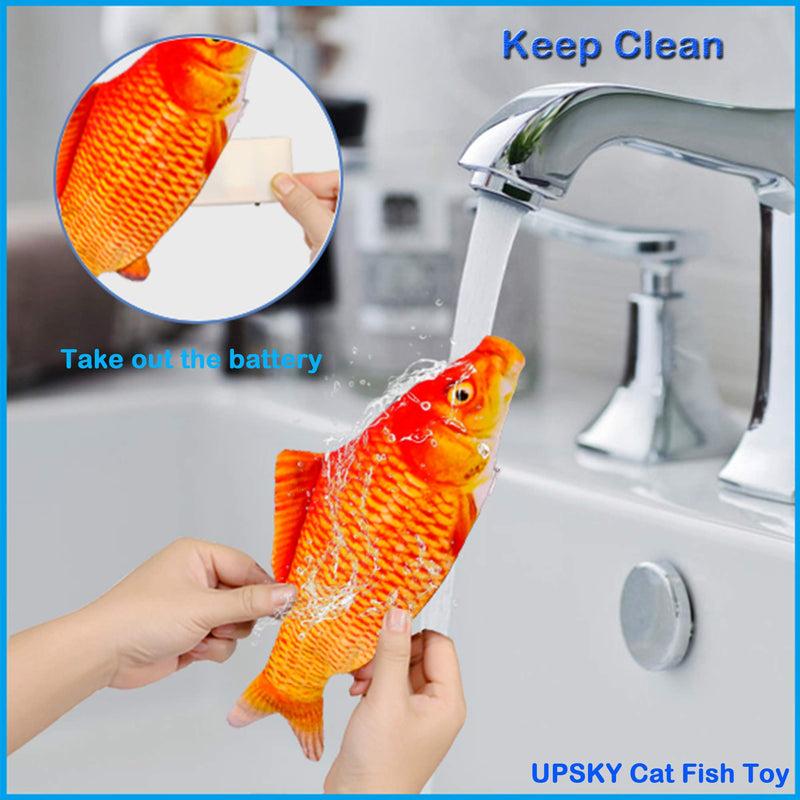 UPSKY Electric Moving Fish Cat Toy, Realistic Plush Simulation Electric Wagging Fish Cat Toy Catnip Kicker Toys, Funny Interactive Pets Pillow Chew Bite Kick Supplies for Cat Kitten Kitty Goldfish - PawsPlanet Australia