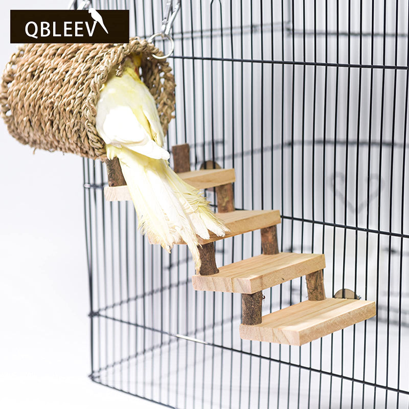 QBLEEV Bird Nest with Climbing Ladder, Bird Perches Cage Swing Toys Wooden Play Gyms Platform for Parakeets Cockatiels Conures Budgies Finches，Parrots Hideaway Small Animals Habitats with a Warm Mat - PawsPlanet Australia