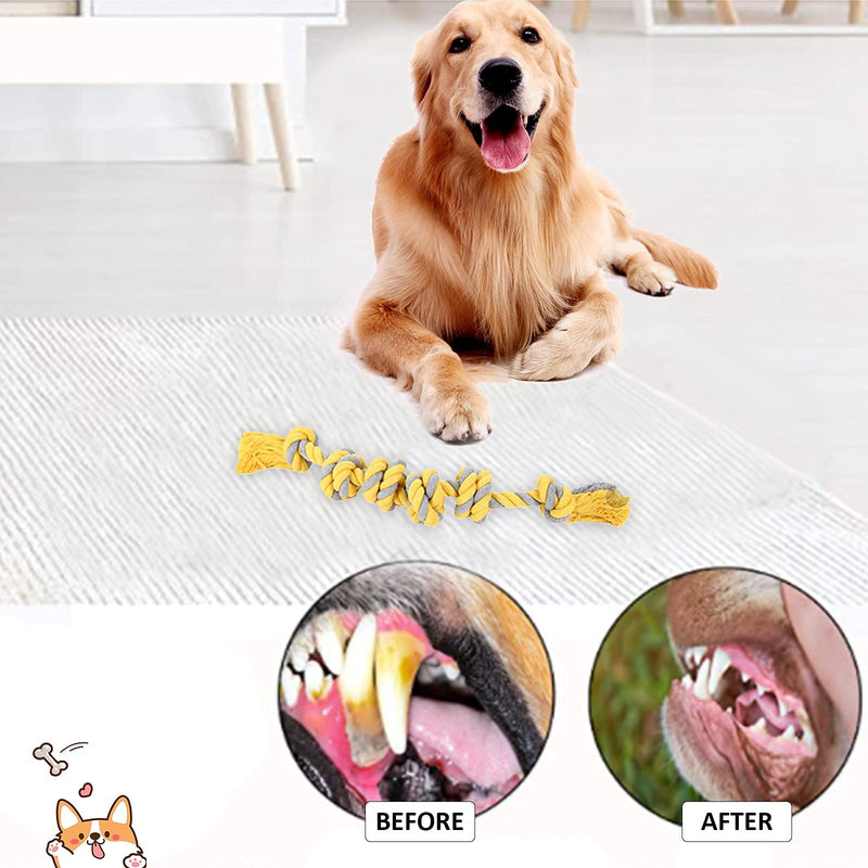 Dog Rope Toys for Medium Large Aggressive Chewers 10 Pack Dog Chew Toys Squeaky Dog Toys Natural Cotton Rope for Dogs Dental Cleaning Product Prevents Boredom and Relieves Stress - PawsPlanet Australia