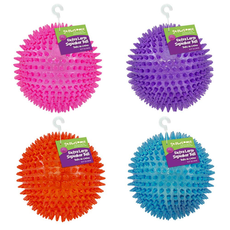 [Australia] - Gnawsome 4.5” Spiky Squeaker Ball Dog Toy - Extra Large, Cleans Teeth and Promotes Good Dental and Gum Health for Your Pet, Colors will vary 