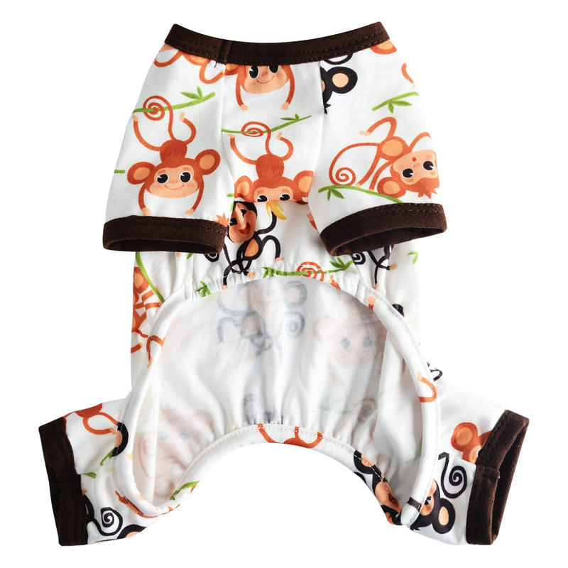 Dog Pajamas for Small Dog Girl Boy Puppy Pjs Jammies 4 Leg Dog Clothes for Chihuahua Yorkie Summer Onesies Jumpsuit Clothing for Pet Dogs Male Female (Medium, Monkey) Medium - PawsPlanet Australia