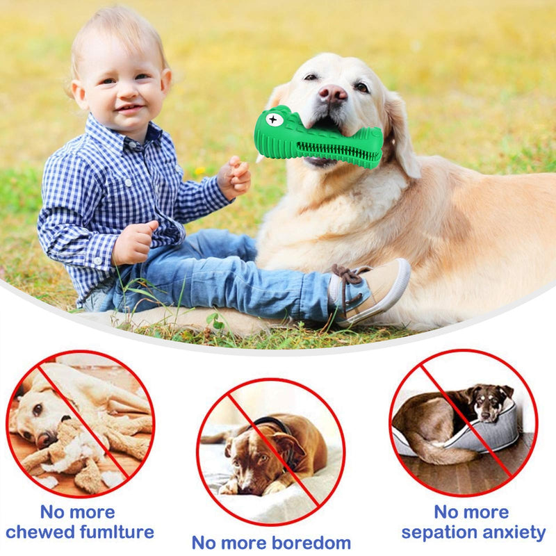 G.C Dog Chew Toys Indestructible, Squeaky Toothbrush Toy, Crocodile Interactive Tough Strong Durable Rubber Teeth Cleaning Toys for Large Medium Small Pets Doggy - PawsPlanet Australia