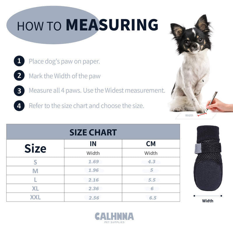 CALHNNA Dog Boots for Small, Medium Dogs - Dog Shoes with Breathable Mesh Nonslip Rubber Soles(Upgrade) to Prevent Scratching Licking Size S: 1.69"(Width) Black - PawsPlanet Australia