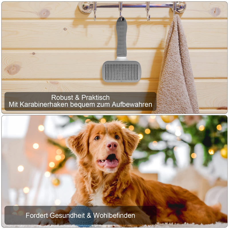 Dog brush, cat brush, pet brush for short hair, long hair, TNSLAND dog hair brush, animal hair brush, self-cleaning fur brush, dogs, cats, animal care brush, comb for removing underfur - PawsPlanet Australia