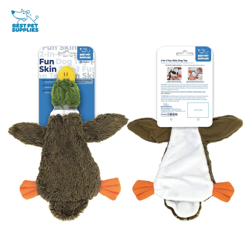 Best Pet Supplies 2-in-1 Fun Skin Stuffless Dog Squeaky Toy and Plush toys Small 1Wild Duck - PawsPlanet Australia