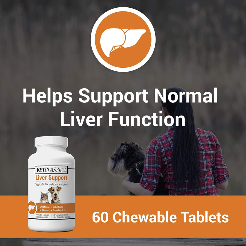 Vet Classics Liver Support Pet Health Supplement for Dogs, Cats – Liver Functions – B-Vitamins, Glutathione, Milk Thistle – Soft Tablets, Chews 60 Chewable Tablets - PawsPlanet Australia