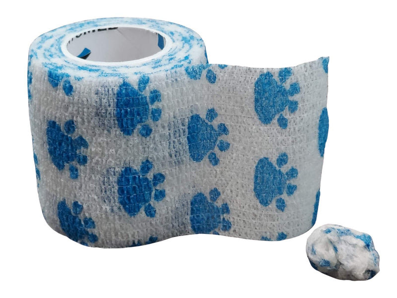 PintoMed- 6 DOG BLUE PAW Cohesive Bandage Stretched 6 Rolls x 5cm x 4.5m Self-adhesive Flexible Bandages, Professional Quality, First Aid Sports Wrap Bandages - Pack of 6 - PawsPlanet Australia