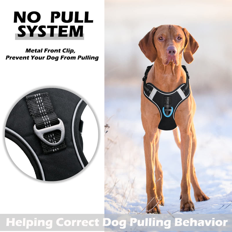 LOCYFENS Dog Harness, No Pull Dog Harness with Soft Handle and 2 Leash Clips, Service Dog Harness with 4 Different Patches to Decoration, Easy to Control for Small Medium Large Dogs Black X-Small - PawsPlanet Australia