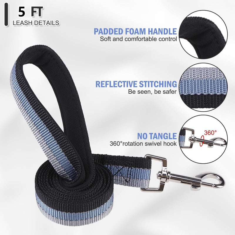 ESGPET Martingale Dog Collar and Leash Set for Small Medium Large Dogs, Reflective Heavy Duty Collar for Dogs, Adjustable Durable Pet Collars with Leash for Walking, Playing, Training (Medium) Black - PawsPlanet Australia