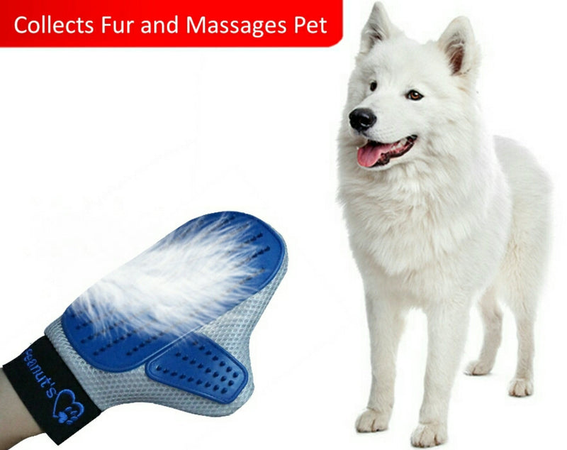 Mr. Peanut's Grooming Glove Brush and Deshedding Aid - Pet Hair Remover Mitt - for Long and Short Hair Grooming of Dogs, Horses, Bunnies and Some Agreeable Cats - PawsPlanet Australia