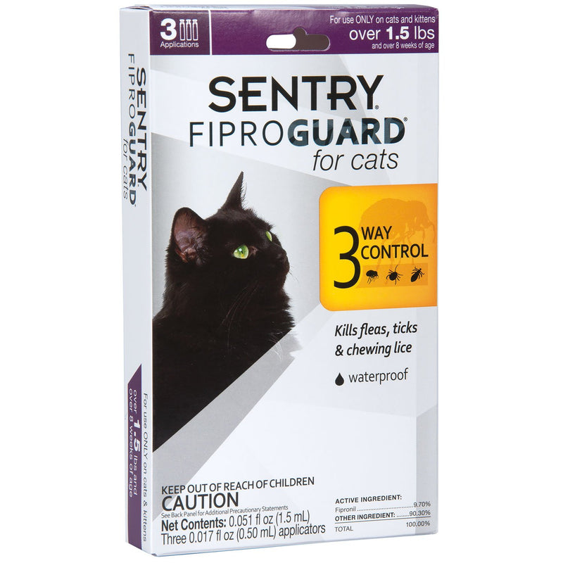[Australia] - Sentry Fiproguard Flea and Tick Topical for Cats, 1.5 lbs and Over, 3 Month Supply 3 doses 