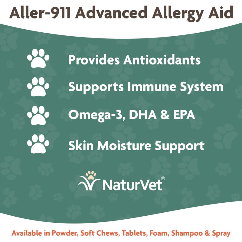 NaturVet – Skin & Coat Allergy Aid Plus Antioxidants – Supports Immune System, Skin Moisture & Respiratory Health – Enhanced with Omegas, DHA & EPA – for Dogs & Cats Aller-911 Advanced Allergy 9 ounce - PawsPlanet Australia