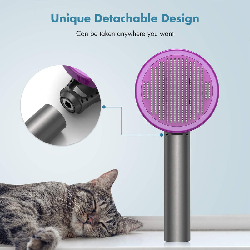 Aumuca Detachable Cat Brush Self Cleaning Slicker Brush with Massage Particles Cat Hair Brush Removes Mats, Tangles and Loose Hair Cat Grooming Brush for Small, Medium & Large Pets (Upgraded) - PawsPlanet Australia