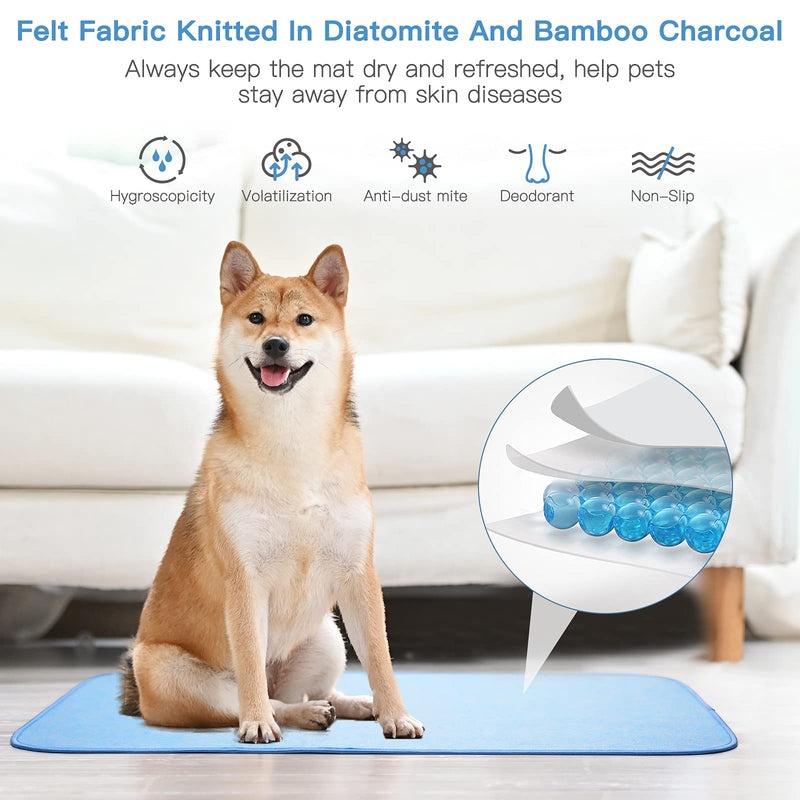 Pet Cooling Mat for Dogs Cats - Avoalre Summer Ice Silk Sleeping Dog Cooling Mat with Humidity Indicator Card, Non-Slip Bottom & Foldable and Washable & Reusable Dog Cooling Pee Pad for Indoor Outdoor Small (18"x24") Blue - PawsPlanet Australia