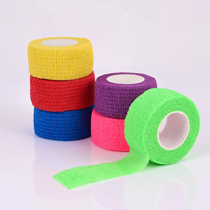 Berolle 6 Rolls 30 Yards Pet Vet Wrap Cohesive Bandages Self Adhesive Bandage Non-woven Elastic Sports Bandages for Wrist and Ankle Sprains Swelling?2.5cm Wide? 2.5cm Wide - PawsPlanet Australia