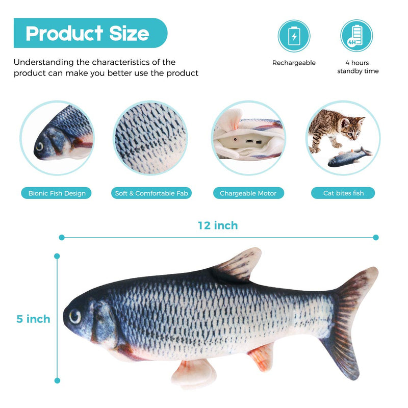 [Australia] - Growom Electric Fish Cat Toy, Funny Interactive Pets Pillow Chew Bite Kick Supplies Catnip Toys Perfect for Cat/Kitty/Kitten Fish Flop Carassius auratus 