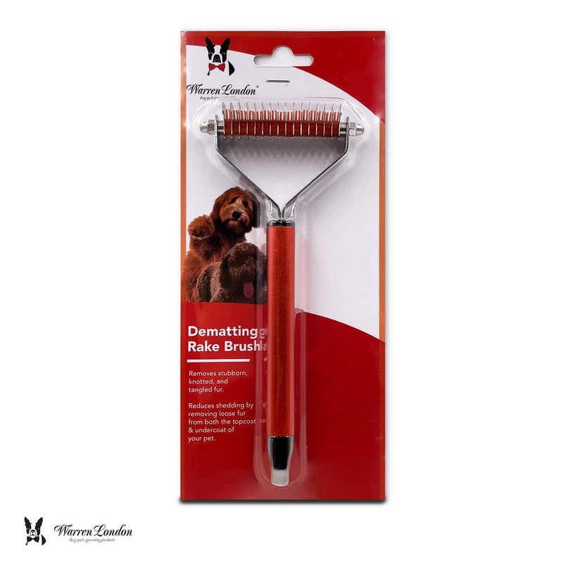 Warren London Dematting Rake Dog Brush for Dematting & Shedding | Premium Undercoat Rake for Dogs | Cat Brush for Long Haired Cats Deshedding Tool | Skin Friendly Rounded Edge Dematting Tool for Dogs | Ergonomic Handle - PawsPlanet Australia