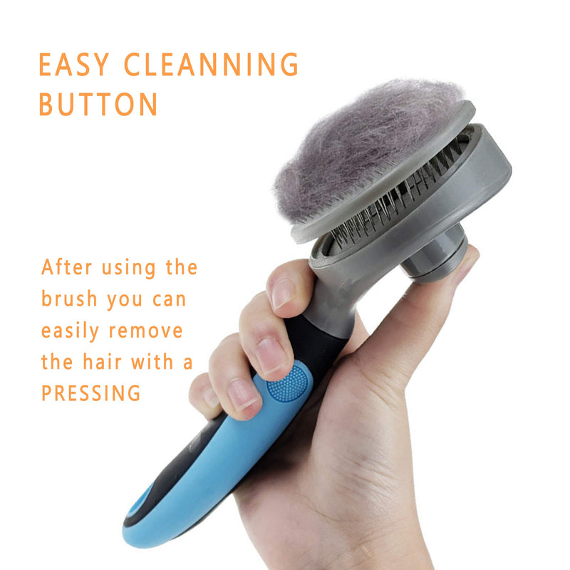 YuanMoon Slicker Dog Brush, Self Cleaning Pets Grooming Comb for Dogs Cats with Short or Long Hair Removes Undercoat Shedding Mats and Tangled Hair Ideal for Dander Dirt Massages Particle - PawsPlanet Australia