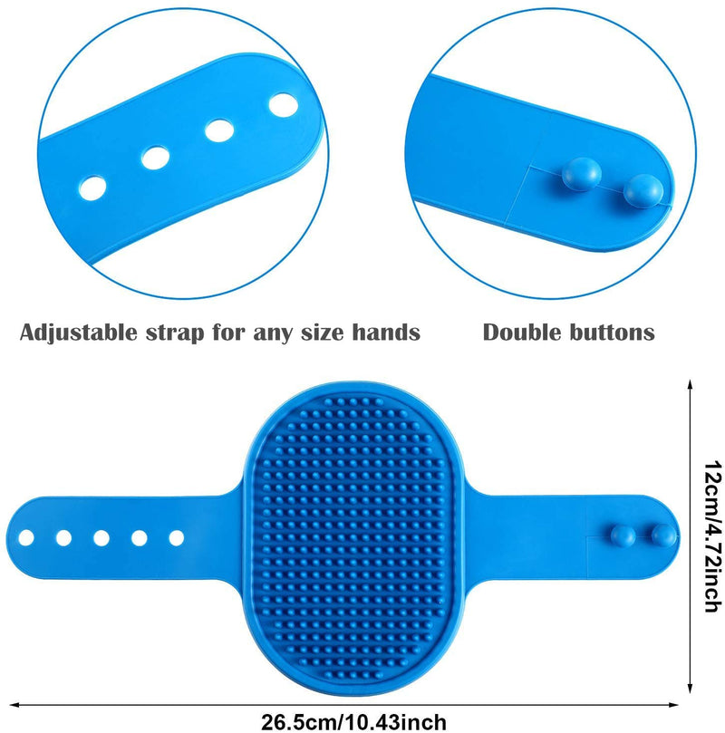 Aisszhao Pet Bath Brush Pet Shampoo Soothing Massage Rubber Comb with Adjustable Ring Handle Rubber Glove for Long Short Haired Dogs and Cats(blue) blue - PawsPlanet Australia