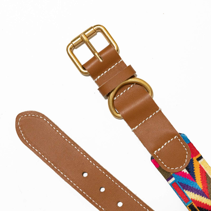 PETPSILAB Wide Dog Leash Soft Genuine Leather 4'4" Long Multicolor Caramel Design Pattern Durable Nylon Puppy Leashes for Running Training Walking - PawsPlanet Australia