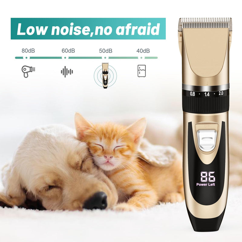 Sjpzwcrl Dog Clipper Professional Clipper Dog Cat Rechargeable Wireless Pet Hair Trimmer Electric Dog Trimmer Kit with LCD Display for Dog Cat Pet Gold - PawsPlanet Australia
