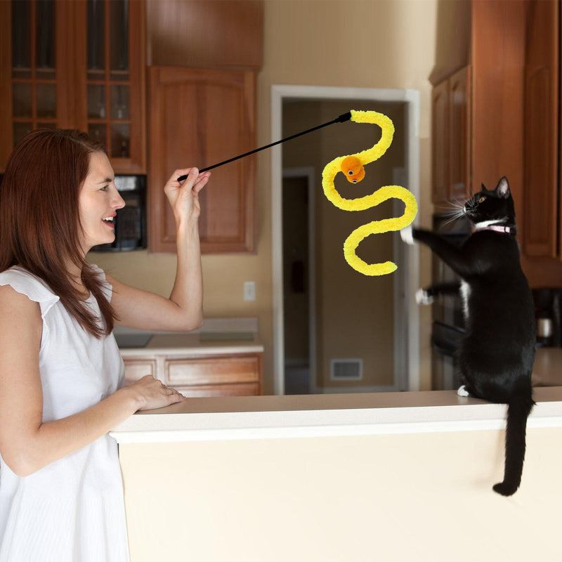 cobee Cat Magic Wand Rainbow Toy, 3pcs Rainbow Worm Toy Funny Colorful Fluffy Worms Wand for Kitten Training Cats Interactive Catcher Teaser Ribbon Exerciser - PawsPlanet Australia