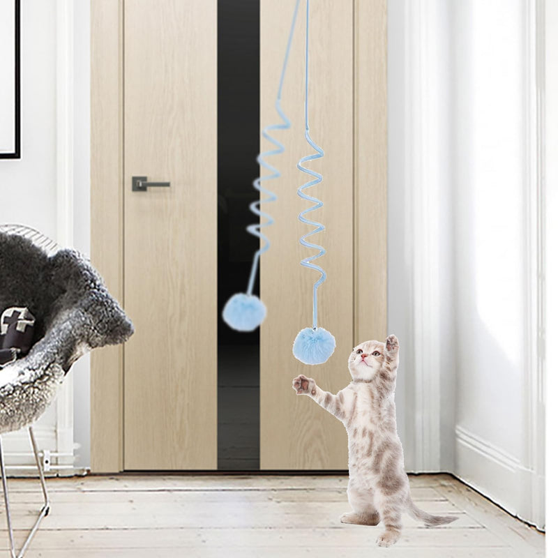 Pack of 4 cat toys for self-employment, cat toy door frame, interactive cat toy with spring, cat toy door hanging, bouncing retractable for cat exercise and against boredom - PawsPlanet Australia