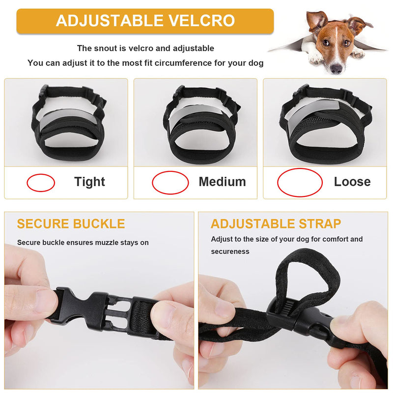 FAYOGOO Dog Muzzles, Soft Dog Muzzle for Small Medium Large Dogs, Air Mesh Breathable Drinkable and Adjustable Loop, Dog Muzzles to Prevent Biting Barking Chewing Best for Aggressive Dogs, 4 Colors S Black - PawsPlanet Australia
