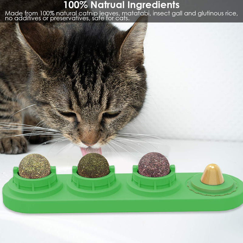 NCONCO Catnip Balls, Cats Lick Toy 100% Natural Catnip Edible Balls Licking Treats Toy for Cats Kitten Green - PawsPlanet Australia